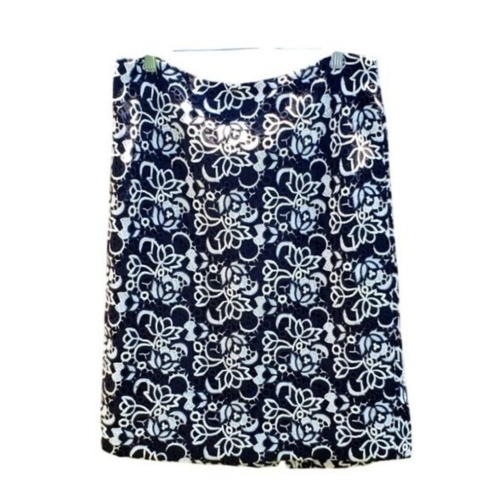 Talbots Womens Black White‎ Floral Guipure Lace Pencil Skirt Size 10 Knee Length